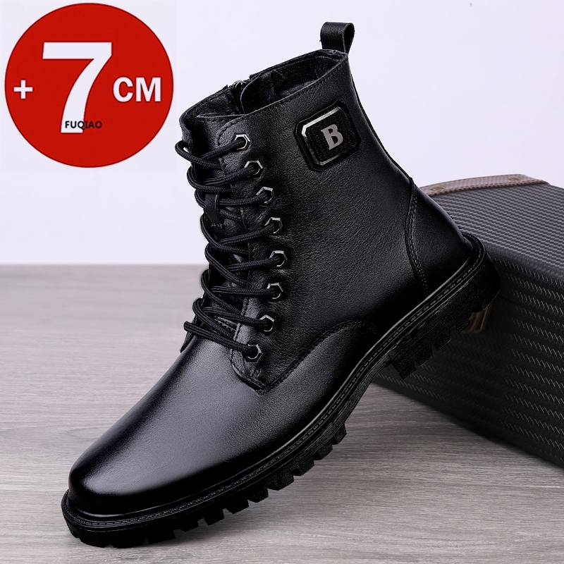 Winter Boot Insulated - 남성용 천연 가죽 키높이 부츠 겨울용