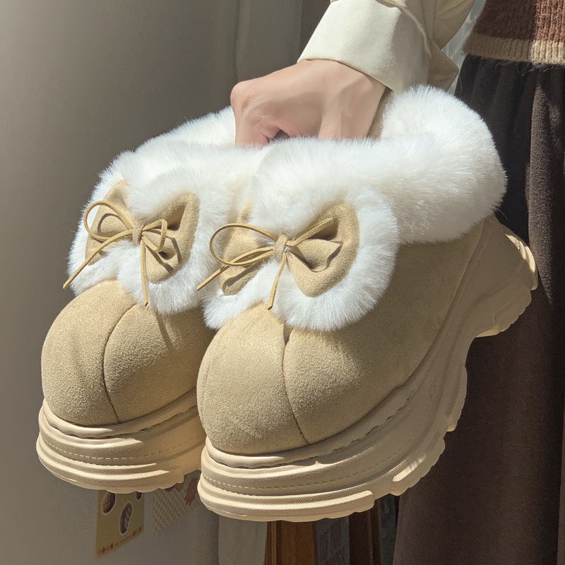 Winter Boot Insulated - 여성용 따뜻한 인조 퍼 플러피 슬리퍼