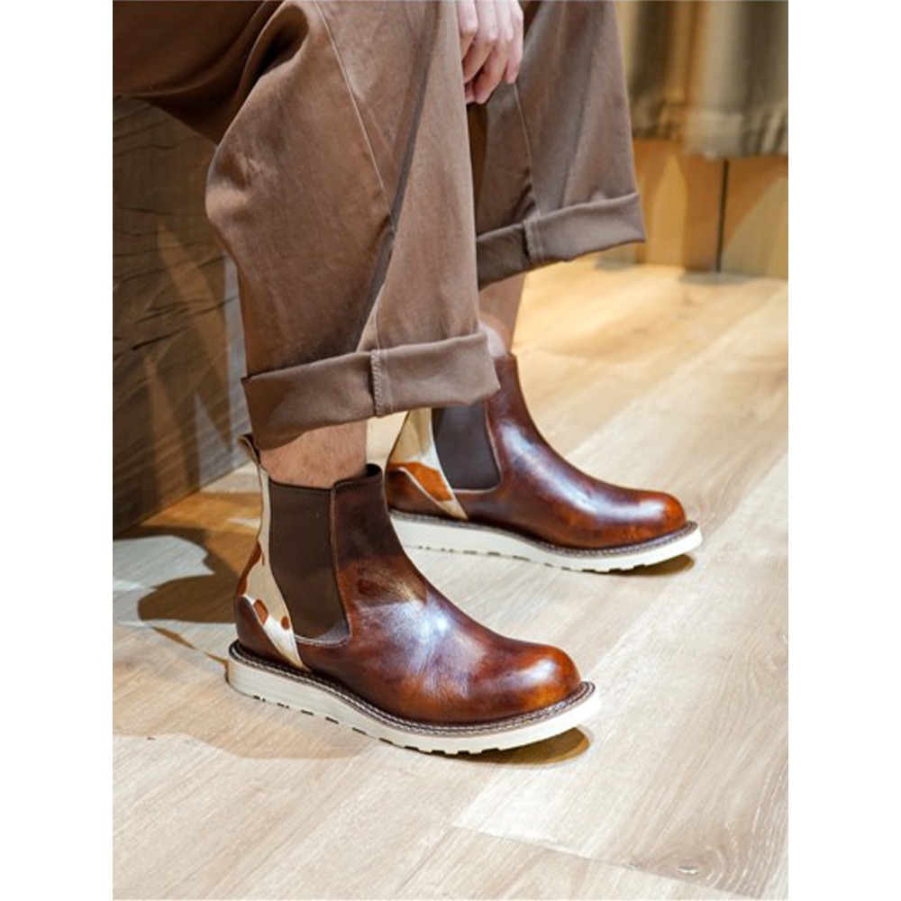 Men'S Shoes Brogues - 고품질 천연 가죽 오토바이 부츠 브로그