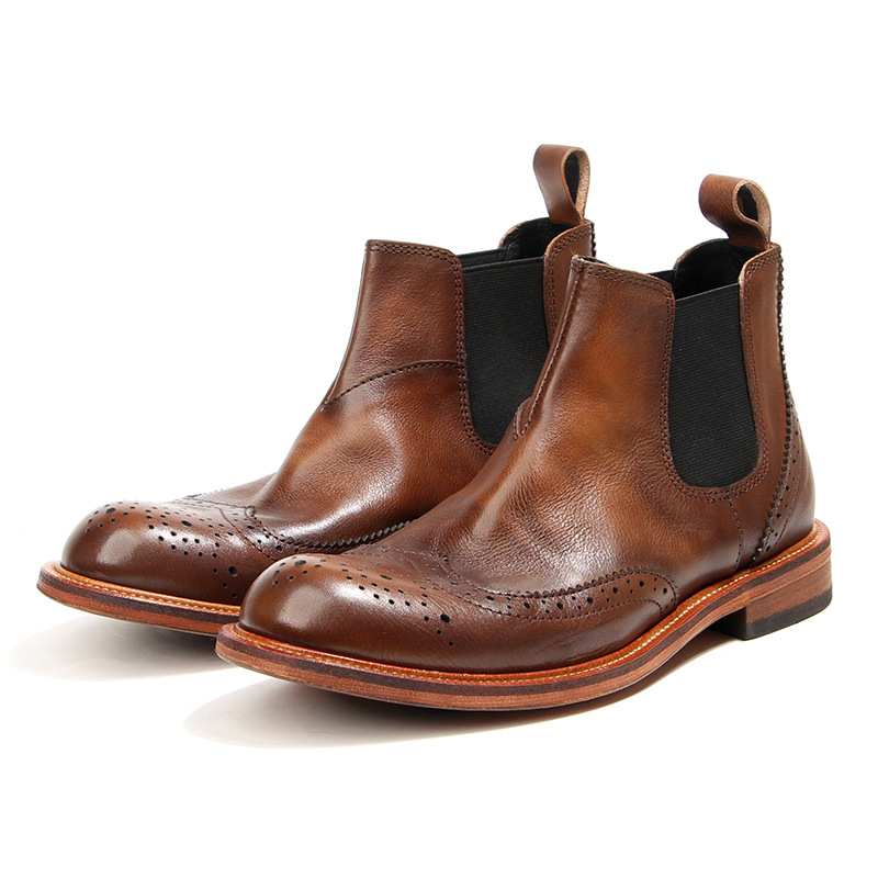Men'S Shoes Brogues - 새로운 수제 남자 빈티지 영국 발목