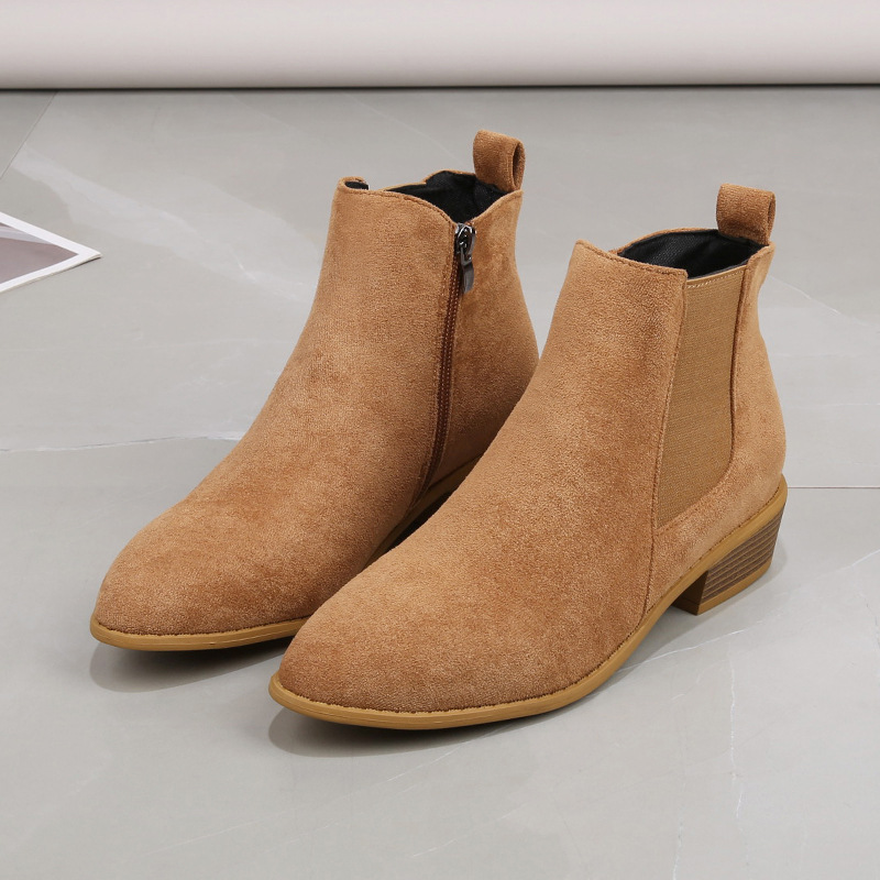 Winter Boot Insulated - 여성용 숏부츠 가을 뾰족한 플란넬 스웨이드