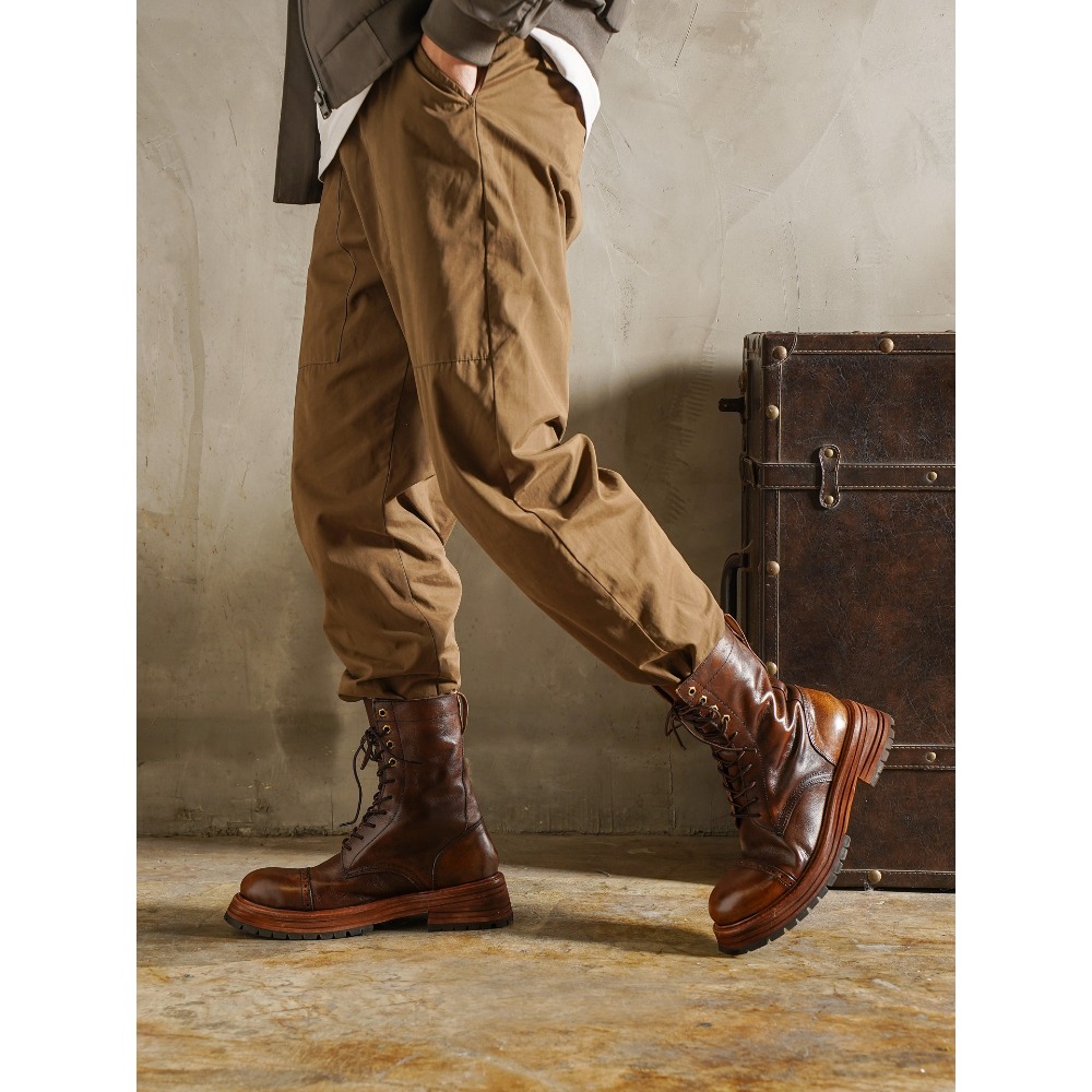 남성용 천연 가죽 모터사이클 부츠 브로그 슈즈 레트로  - Men'S Shoes Brogues 리뷰 및 가격