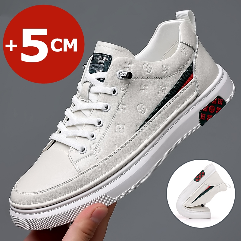 남성용 캐주얼 정품 가죽 스니커즈, 플랫 엘리베이터 슈 - Men Shoes Size Chart 리뷰 및 가격