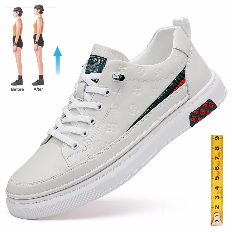 남성용 캐주얼 정품 가죽 스니커즈, 플랫 엘리베이터 슈 - Men Shoes Size Chart 리뷰 및 가격