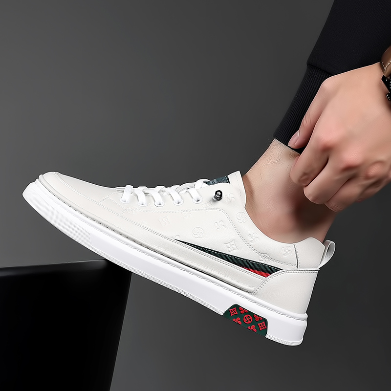 남성용 캐주얼 정품 가죽 스니커즈, 플랫 엘리베이터 슈 - Men Shoes Size Chart 리뷰 및 가격